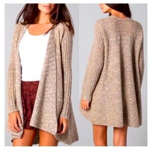 Free People Beached Shell Knit Beige Open Cardigan Sweater Size Small